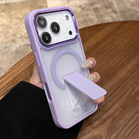 Coque de Téléphone PC Haut de Gamme Conçue pour iPhone 17 Pro Max/16/15/14/13, avec Béquille Invisible et Anneau Magnétique