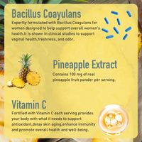 Gummies probiotiques à la saveur d'ananas ACORN pour la santé des femmes, soutien immunitaire, équilibre féminin, gummies