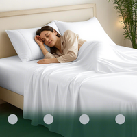 Parure de lit 4 pièces en fibre de bambou 100 % King Size – Drap plat soyeux et rafraîchissant, drap-housse respirant et léger, taies d'oreiller