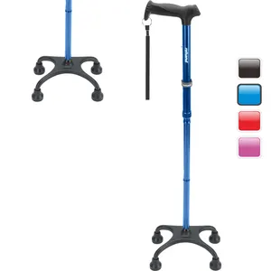 Bastão de caminhada portátil dobrável ajustável para mulheres idosas Rehand Quad cane