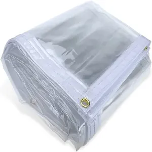 Hot sale Heavy duty Clear PVC Vinyl tarpaulin Cover With Rustproof Grommets For Industrial & Commercial Use clear PVC tarp