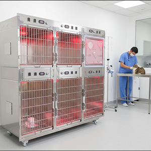 Yüksek Kaliteli Veteriner Sınıfı Paslanmaz Çelik Kedi ve Köpek Kafesleri, Kızılötesi Tedaviye Uygun, Su Geçirmez Tasarımlı, Yoğun Bakım Kullanımı İçin - Product Image 1