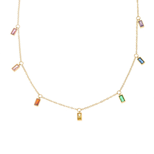Collar con colgante cuadrado <span class=keywords><strong>de</strong></span> circón para niña y mujer, cadena fina <span class=keywords><strong>de</strong></span> acero inoxidable chapada en oro <span class=keywords><strong>de</strong></span> 18K - Product Image 1