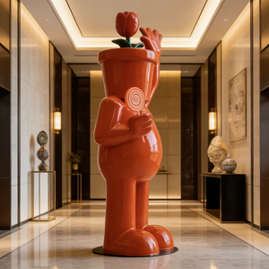 Figurine sculptée en résine personnalisée, style art populaire de dessin animé, en forme de pot, motif tulipe et sucette, pour décoration extérieure, jardin, maison, installation artistique et cadeaux - Product Image 3