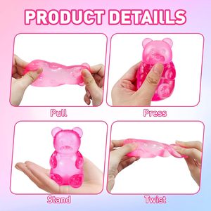 EPT Série de jouets squishy Taba pour enfants, en forme de boule ours cœur colorée, avec visage amusant et paillettes, anti-stress, idéal pour les fêtes, vente en gros - Product Image 4