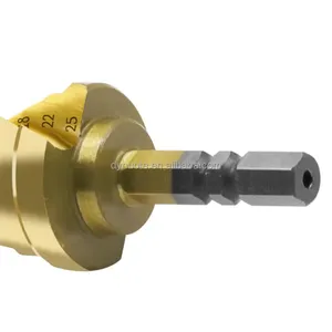 Broca escalonada HSS con recubrimiento de titanio <span class=keywords><strong>para</strong></span> mayoristas, 4-12/20/32mm, vástago hexagonal <span class=keywords><strong>para</strong></span> taladrar <span class=keywords><strong>madera</strong></span>, metal, acero, plástico, hierro delgado y aluminio - Product Image 4