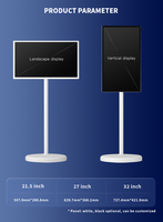 21.5 24 27 32 pouces Portable debout écran tactile moniteur Mobile Smart Tv moniteur écran tactile avec support roues