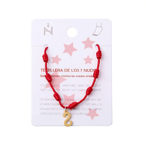 Cavigliera Angelina a sette nodi con cordoncino rosso e lettera S, gioiello di moda per donna - Product Image 4