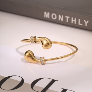 Jachon Thời Trang Thép Không Gỉ Vàng Mở Vòng Đeo Tay Ngọc Trai Hình Dạng Không Thường Xuyên Titan Thép Cuff Vòng Đeo Tay Trang Sức Cho Phụ Nữ - Product Image 5