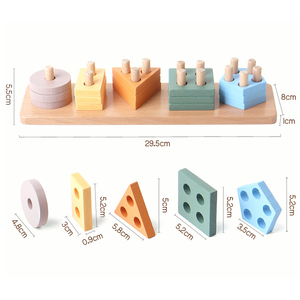 Forme en <span class=keywords><strong>bois</strong></span> Cognition Match <span class=keywords><strong>tour</strong></span> d'empilage tri bricolage blocs de construction ensembles enfants jeu enfants Montessori jouets éducatifs précoces - Product Image 5
