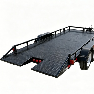<span class=keywords><strong>Remorque</strong></span> porte-voitures robuste en acier 7x16 pieds à double essieu avec rampes pliables, capacité de 3000 kg pour le transport de VTT et de véhicules - Product Image 3