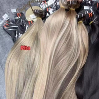 4/27 Mèches blondes ombrées bouclées birmanes en cheveux humains bruts, cheveux humains longs et lisses, ligne de cheveux naturelle, ondulation naturelle