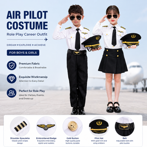 Ensemble <span class=keywords><strong>de</strong></span> <span class=keywords><strong>costume</strong></span> <span class=keywords><strong>de</strong></span> <span class=keywords><strong>pilote</strong></span> pour enfants, tenue <span class=keywords><strong>de</strong></span> cosplay <span class=keywords><strong>de</strong></span> capitaine <span class=keywords><strong>de</strong></span> <span class=keywords><strong>ligne</strong></span> aérienne, chemise, jupe, short, chapeau, lunettes <span class=keywords><strong>de</strong></span> soleil, robe <span class=keywords><strong>de</strong></span> jeu <span class=keywords><strong>de</strong></span> rôle pour enfants - Product Image 6