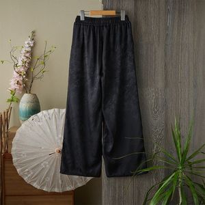 Chinese Style Embroidery Pants Cotton Bamboo Fiber Loose Straight Leg Casual Pants For Women Spring Summer Autumn - Product Image 4