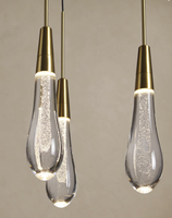 Lustre en cristal de verre fait main de luxe, forme goutte d'eau, larmes d'ange, lampe suspendue pour escalier, chambre, bureau - Goutte de pluie