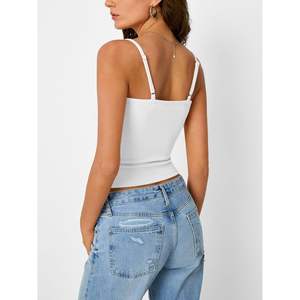 Custom Women's 2025 Summer Crop <b>Tank</b> <b>Top</b> Queen Camisole Adjustable <b>Spaghetti</b> <b>Strap</b> Square Neck Breathable Shirts for Women - Product Image 2