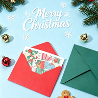 Carte de vœux de Noël pop-up 3D, carte de remerciement avec enveloppe, logo personnalisé, promotion, impression offset, carton fantaisie verni, gaufrage