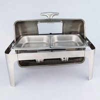 UIWS Hochwertiger Edelstahl Roll-Top Quadratischer Chafing Dish mit Manueller Temperaturregelung für Hotel-Buffet Catering
