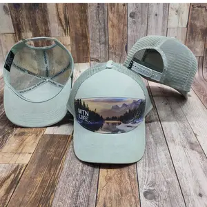 high quality custom plain 7 panel Mesh Trucker Hat Snapback hats