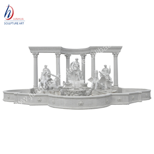 Al aire libre grande Color Beige piedra travertino Fontana <span class=keywords><strong>de</strong></span> <span class=keywords><strong>Trevi</strong></span> escultura con Poseidón y caballos - Product Image 5