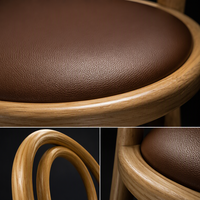 Chaise de salle à manger moderne au design nordique en bois de caoutchouc massif avec assise en cuir PU pour la maison, le bureau, l'appartement, l'atelier, la villa, importée