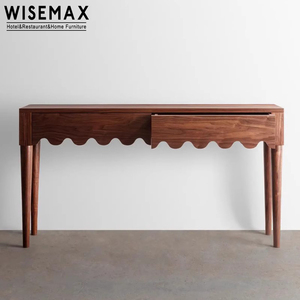 WISEMAX mobili camera da letto Vintage nero in legno massello tavolo per il trucco con 2 cassetti corridoio console da tavolo - Product Image 2