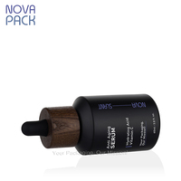 Récipient cosmétique en bambou 15ml 30ml 60ml flacon compte-gouttes en verre noir bouteilles d'huile pour le visage 1oz 2oz flacon de sérum avec compte-gouttes en bois foncé