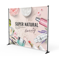 Support de bannière d'exposition en tissu tendu déroulable et escamotable pour stand de salon professionnel, 8ft 10ft