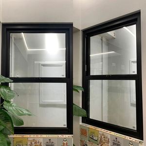 Porte française en alliage d'aluminium minimaliste intérieur verre à cadre noir balançoire portes de style français villa - Product Image 2