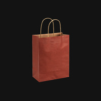 Sac en papier kraft brun personnalisé avec poignée torsadée, matériaux recyclés, style classique, vêtements avec impression en gravure, votre logo