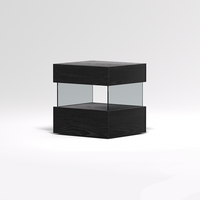 Table de chevet carrée moderne à double niveau avec cadre en verre