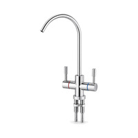 Robinet purificateur d'eau sous évier à double poignée en acier inoxydable 304 chromé poli, à montage sur plan