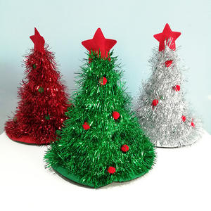 XMAS arbre chapeau Non-tissé pluie soie chapeau de noël décor à la maison ornements Navidad fête fournitures bonne année arbre de noël clinquant chapeau - Product Image 5
