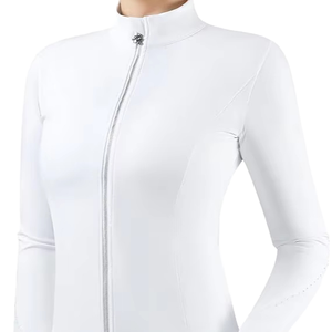 เสื้อซับในแขนยาวสีพื้นแบบสลิมฟิตมีซิปสำหรับผู้หญิง สีชมพู - Product Image 2