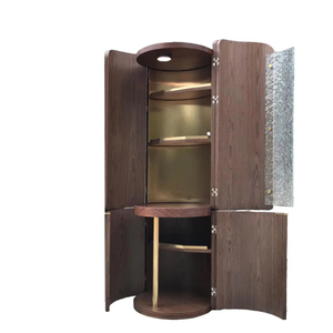 Moderno Mueble para Vino y Licores de Madera de Nogal Sólido con Iluminación LED y Puertas de Vidrio - Ecológico, Gran Capacidad, Duradero, para Sala de Estar - Product Image 1