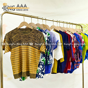 เสื้อสเวตเตอร์ลำลองแขนสั้นของผู้หญิงชุดสเวตเตอร์ถักแบบนิ่มผสมก้อนเสื้อผ้ามือ<span class=keywords><strong>สอง</strong></span> - Product Image 2