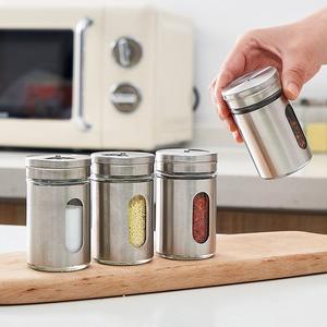 Bottiglia di condimento per ampolla in acciaio inossidabile personalizzato <span class=keywords><strong>villaggio</strong></span> 4oz vetro cucina barattoli di spezie Set pepiera saliera - Product Image 5