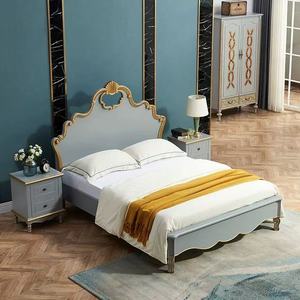 Cama King/Queen Size Tapizada en Madera Maciza Estilo Americano Vintage Verde 1.8m/1.5m Muebles de Dormitorio - Product Image 2