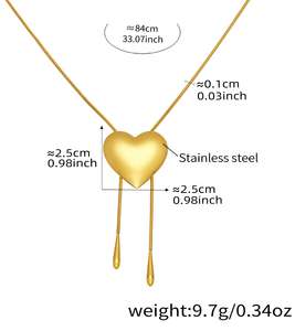 <span class=keywords><strong>สร้อย</strong></span>คอผู้หญิงทันสมัยพร้อมจี้รูปหัวใจแบบดึงออกได้ พื้นผิวเรียบเนียน สายโซ่เชื่อมต่อทันสมัย ทำจากสแตนเลส เครื่องประดับสไตล์ส่วนตัว - Product Image 5