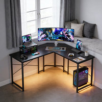 Bureau d'angle pour ordinateur, double bureau de jeu, bureau d'angle pour la maison, bureau de bureau en forme de L pour chambre à coucher avec support d'écran détachable
