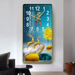 New Luxury Living Room Animal Decorative Painting Wall Clock Porch Elk Wall Clock Creative Chinese Mute Clock