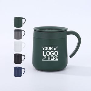 แก้วกาแฟสแตนเลสเก็บความร้อนสองชั้น ขนาด 12 ออนซ์ พร้อมหูจับ สกรีนโลโก้ได้ เหมาะสำหรับเป็นของขวัญส่งเสริมการขายสำหรับธุรกิจ - Product Image 1