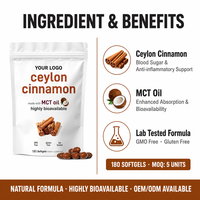 Cápsulas Blandas de Canela de Ceilán Orgánica de Alta Potencia con Aceite MCT, 30 Cápsulas Blandas, Suplemento Dietético para Adultos, Antioxidante, Salud Metabólica
