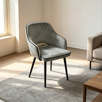 Fauteuil rembourré de style nordique, chaise de salle à manger au design scandinave, chaise d'appoint en tissu tweed avec dossier incurvé pour l'ameublement de la maison
