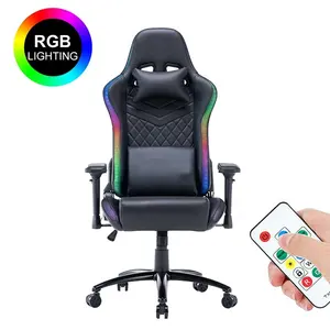 Juego de mesa y silla de ordenador de alta calidad popular de Colombia, silla de PC RGB para juegos, silla LED gamer RGB, cojín acolchado de espuma más grueso