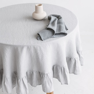 French Pure Flounce <b>Linen</b> Customizable Size <b>Linen</b> <b>Table</b> <b>Cloth</b> for Hotel Dining Rooml <b>Linen</b> Tablecloth Wholesale - Product Image 3
