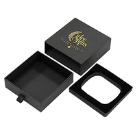 Boîte cadeau en carton noir avec tiroir coulissant personnalisé, logo personnalisé, pour boucles d'oreilles, anneaux, colliers, emballages de bijoux personnalisés