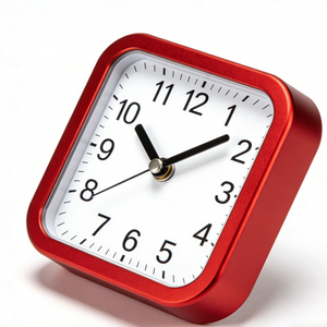 ISO9001 Certified CNC Aluminum & Stainless Steel <b>Table</b> <b>Clock</b>-Red Minimalist Square Design Precision Timepiece for Office & Home - Product Image 1