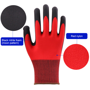 XINGYU Men's Work Safety <strong>Gloves</strong> <strong>Red</strong> Polyester Shell &amp; Black Nitrile Coated Anti-Slip Wholesale Construction <strong>Gloves</strong> - Product Image 2