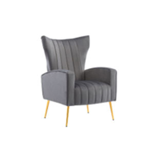 Moderne <span class=keywords><strong>Confortable</strong></span> Simple Wingback Accent Chaise Style Nordique Milieu Du Siècle Gery Velours Tissu Chambre Hôtel <span class=keywords><strong>Petit</strong></span> <span class=keywords><strong>Fauteuil</strong></span> Lecture - Product Image 2